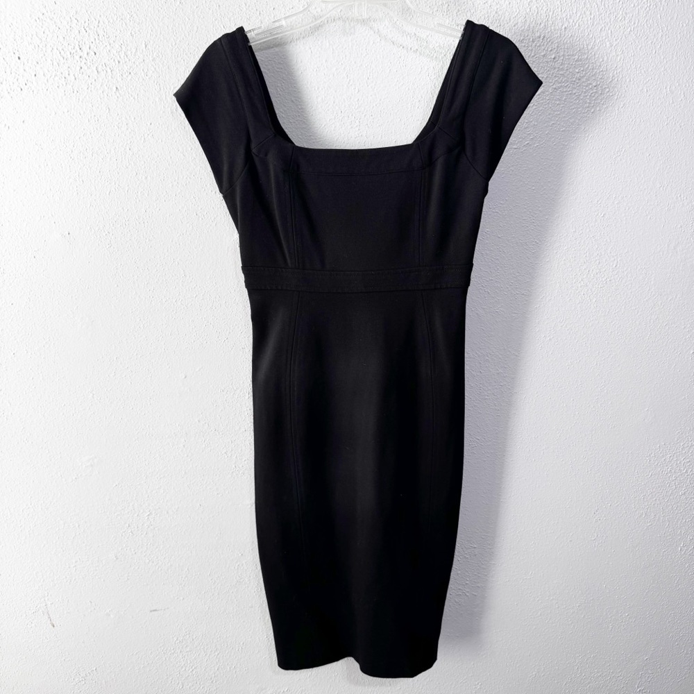 Diane Von Furstenberg Black Sheath Mini Dress Square Neck size 4